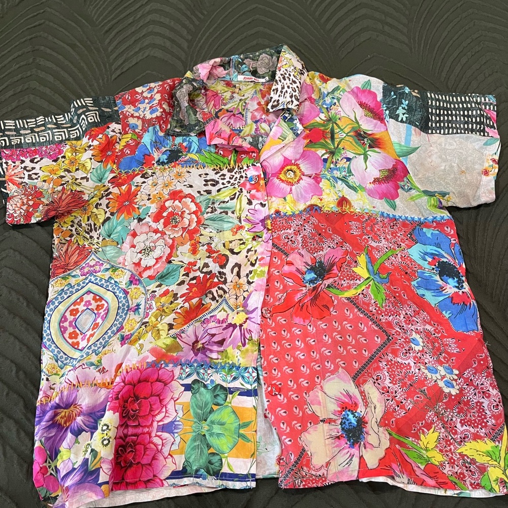 Johnny Was Multicolor Floral Patchwork Shirt - image 1